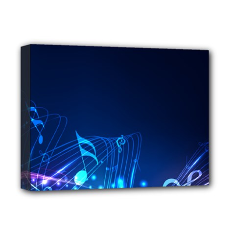 Abstract Musical Notes Purple Blue Deluxe Canvas 16  X 12   by Mariart