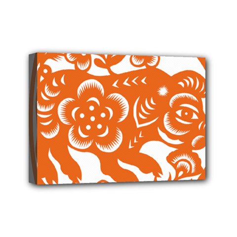 Chinese Zodiac Horoscope Pig Star Orange Mini Canvas 7  X 5 