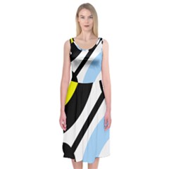 Circle Line Chevron Wave Black Blue Yellow Gray White Midi Sleeveless Dress by Mariart
