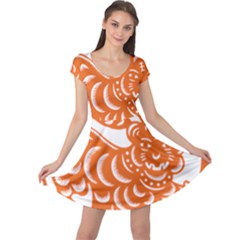 Chinese Zodiac Signs Tiger Star Orangehoroscope Cap Sleeve Dresses by Mariart