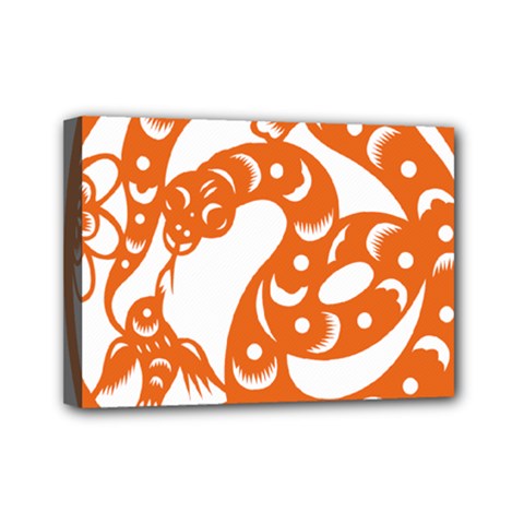 Chinese Zodiac Horoscope Snake Star Orange Mini Canvas 7  X 5  by Mariart