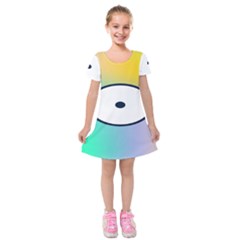 Illustrated Circle Round Polka Rainbow Kids  Short Sleeve Velvet Dress