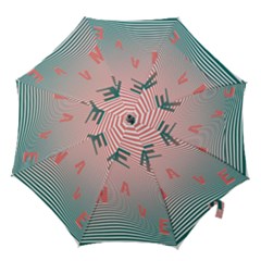 Heat Wave Chevron Waves Red Green Hook Handle Umbrellas (small) by Mariart