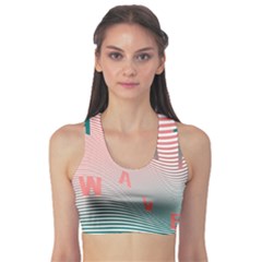Heat Wave Chevron Waves Red Green Sports Bra by Mariart