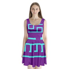 Illustrated Position Purple Blue Star Zodiac Split Back Mini Dress  by Mariart