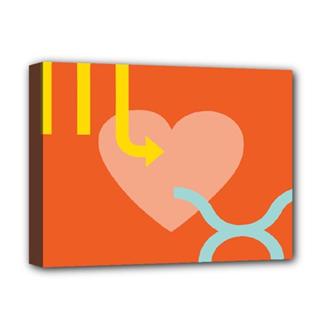 Illustrated Zodiac Love Heart Orange Yellow Blue Deluxe Canvas 16  X 12   by Mariart