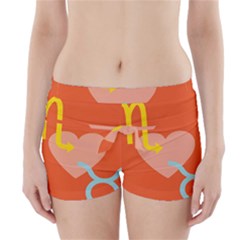 Illustrated Zodiac Love Heart Orange Yellow Blue Boyleg Bikini Wrap Bottoms by Mariart