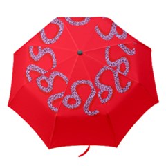 Illustrated Zodiac Red Purple Star Polka Dot Folding Umbrellas by Mariart