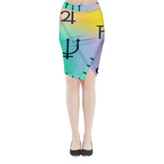 Illustrated Zodiac Star Midi Wrap Pencil Skirt