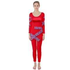 Illustrated Zodiac Star Red Purple Long Sleeve Catsuit by Mariart