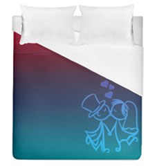 Love Valentine Kiss Purple Red Blue Romantic Duvet Cover (queen Size) by Mariart