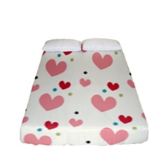 Love Heart Pink Polka Valentine Red Black Green White Fitted Sheet (full/ Double Size)
