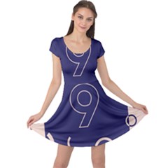 Number 9 Blue Pink Circle Polka Cap Sleeve Dresses by Mariart