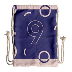 Number 9 Blue Pink Circle Polka Drawstring Bag (large) by Mariart