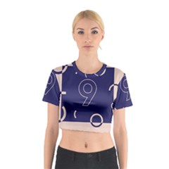 Number 9 Blue Pink Circle Polka Cotton Crop Top by Mariart