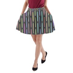 Pencil Stationery Rainbow Vertical Color A-line Pocket Skirt by Mariart