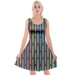 Pencil Stationery Rainbow Vertical Color Reversible Velvet Sleeveless Dress by Mariart