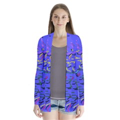 Paint Strokes On A Blue Background        Drape Collar Cardigan by LalyLauraFLM