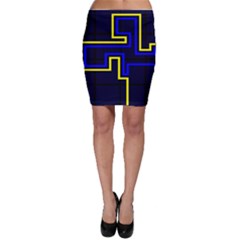 Tron Light Walls Arcade Style Line Yellow Blue Bodycon Skirt by Mariart
