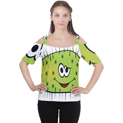 Thorn Face Mask Animals Monster Green Polka Women s Cutout Shoulder Tee by Mariart