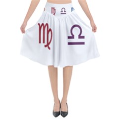 Twelve Signs Zodiac Color Star Flared Midi Skirt by Mariart