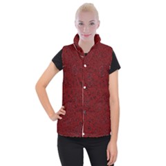 Red Roses Field Women s Button Up Puffer Vest by designworld65
