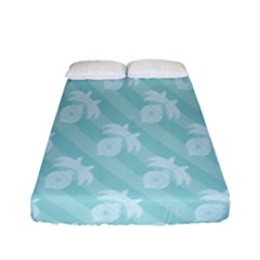 Christmas Day Ribbon Blue Fitted Sheet (full/ Double Size) by Mariart