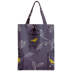 Cagr Bird Leaf Grey Yellow Zipper Classic Tote Bag