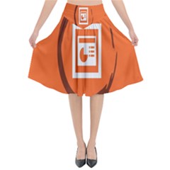 Circles Orange Flared Midi Skirt by Mariart