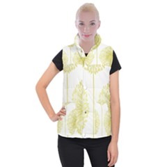 Flower Floral Yellow Women s Button Up Puffer Vest by Mariart