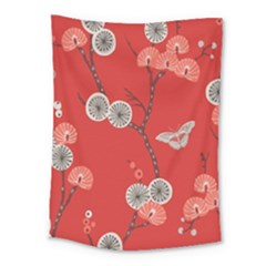 Dandelions Red Butterfly Flower Floral Medium Tapestry