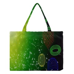 Geometric Shapes Letters Cubes Green Blue Medium Tote Bag by Mariart