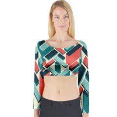 German Synth Stock Music Plaid Long Sleeve Crop Top