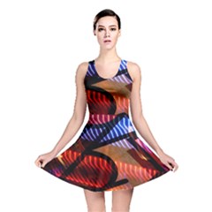 Graphic Shapes Experimental Rainbow Color Reversible Skater Dress