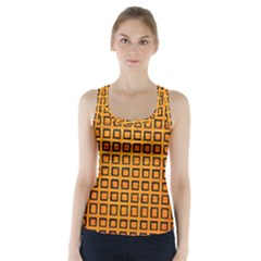 Halloween Squares Plaid Orange Racer Back Sports Top by Mariart