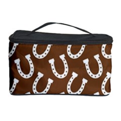 Horse Shoes Iron White Brown Cosmetic Storage Case