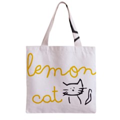 Lemon Animals Cat Orange Zipper Grocery Tote Bag by Mariart