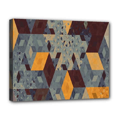 Apophysis Isometric Tessellation Orange Cube Fractal Triangle Canvas 14  X 11 