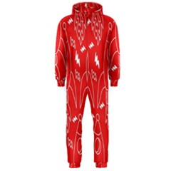 Moon Red Rocket Space Hooded Jumpsuit (men)  by Mariart