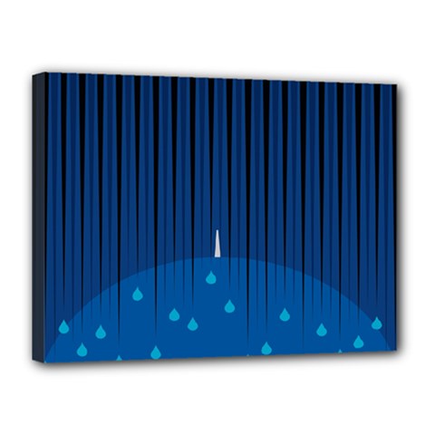 Rain Blue Sky Water Black Line Canvas 16  X 12  by Mariart