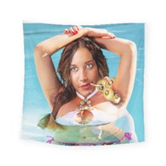 Woman In Pool Square Tapestry (small) by RakeClag