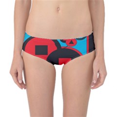 Stancilm Circle Round Plaid Triangle Red Blue Black Classic Bikini Bottoms by Mariart