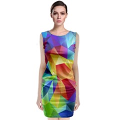 Triangles Space Rainbow Color Sleeveless Velvet Midi Dress
