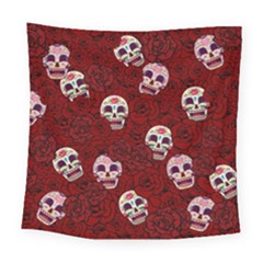 Funny Skull Rosebed Square Tapestry (large) by designworld65