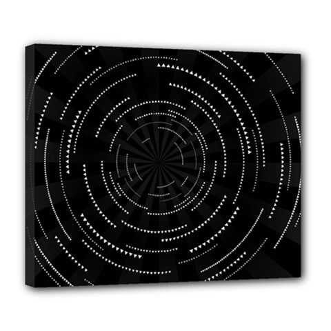 Abstract Black White Geometric Arcs Triangles Wicker Structural Texture Hole Circle Deluxe Canvas 24  X 20   by Mariart