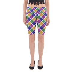 African Illutrations Plaid Color Rainbow Blue Green Yellow Purple White Line Chevron Wave Polkadot Yoga Cropped Leggings by Mariart