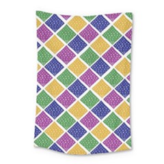 African Illutrations Plaid Color Rainbow Blue Green Yellow Purple White Line Chevron Wave Polkadot Small Tapestry by Mariart