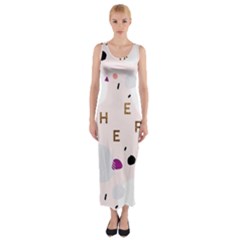 Cheers Polkadot Circle Color Rainbow Fitted Maxi Dress by Mariart