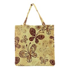 Butterfly Animals Fly Purple Gold Polkadot Flower Floral Star Sunflower Grocery Tote Bag by Mariart