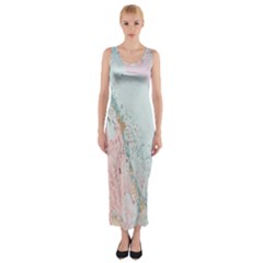 Geode Crystal Pink Blue Fitted Maxi Dress by Mariart